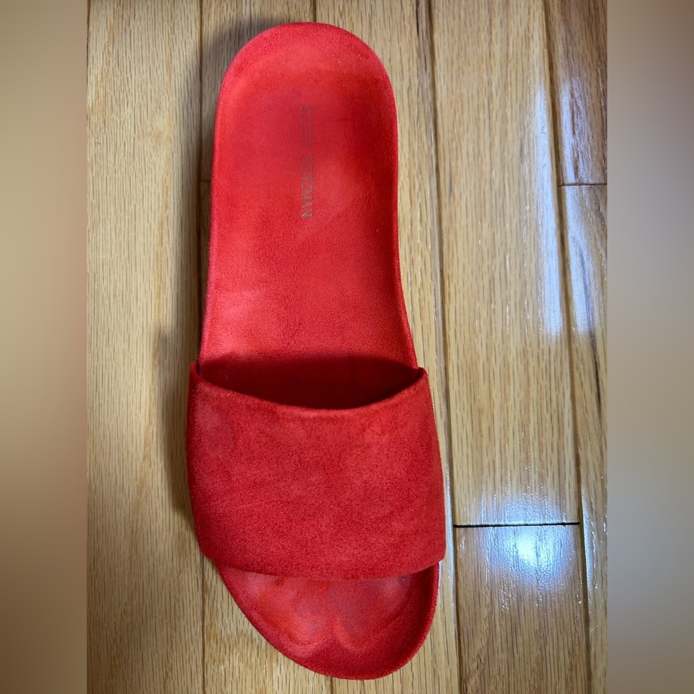 Stuart Weitzman Orange Suede Sport Slides - image 4